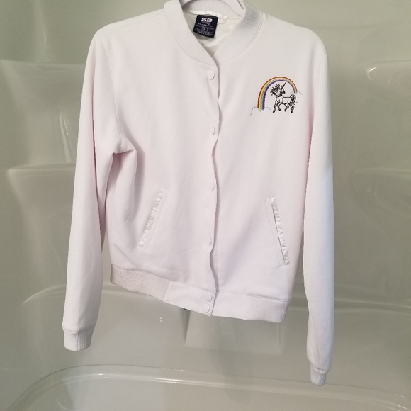 Steve and Barry's Vintage White Unicorn Bomber - Picture 2 of 5